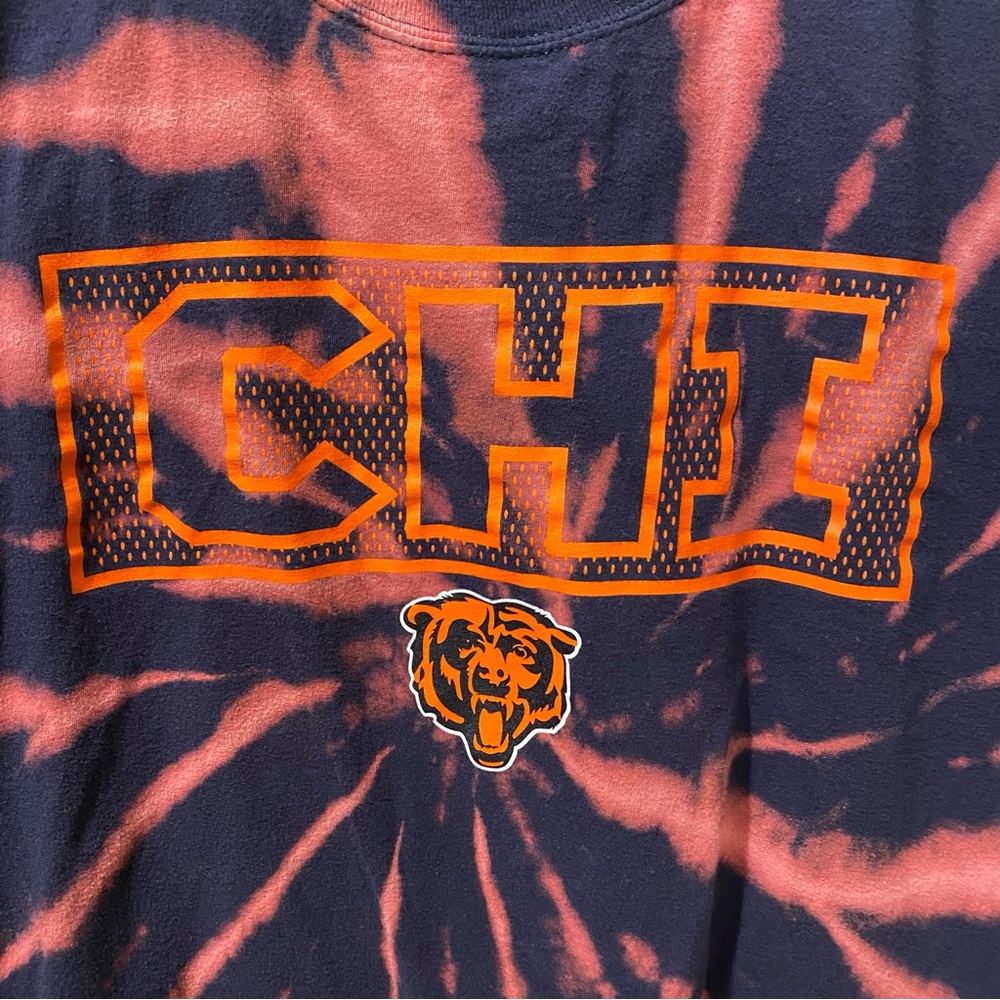 Men’s 2XL NFL Chicago Bears Upcycled Bleached Tie Dye Long Sleeve Shirt - Picture 3 of 8